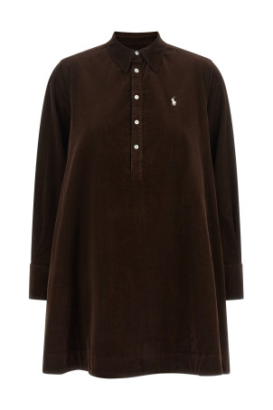 Вельветова сукня з вишивкою, коричнева POLO RALPH LAUREN 211B22153005