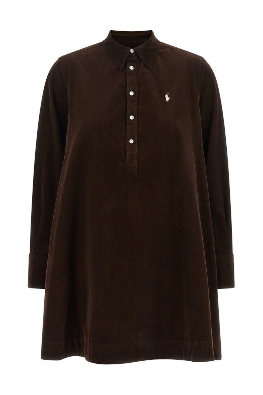 Вельветова сукня з вишивкою, коричнева POLO RALPH LAUREN 211B22153005