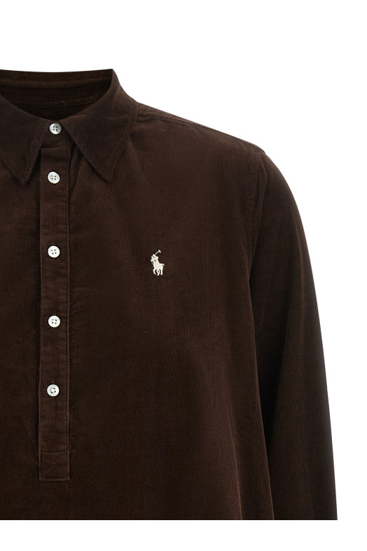 Вельветова сукня з вишивкою, коричнева POLO RALPH LAUREN 211B22153005