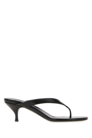 Black leather thong slippers Black MIU MIU (5Y729EF055V69)