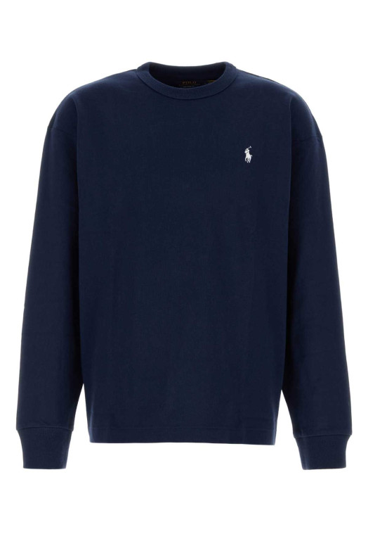 Хлопковая футболка темно-синего цвета Blue POLO RALPH LAUREN (710B18909)