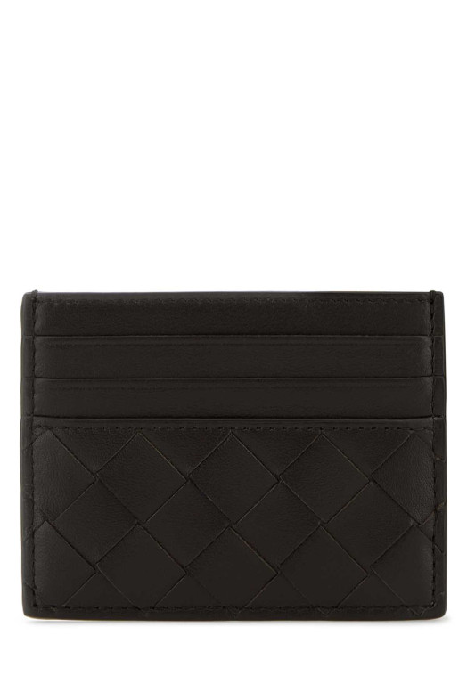 Картодержатель BOTTEGA VENETA из темно-коричневой кожи наппа с плетеным узором (796324VCPP3)