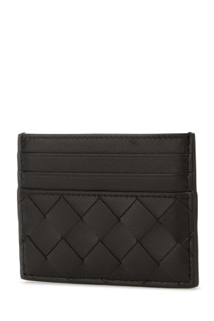 Картодержатель BOTTEGA VENETA из темно-коричневой кожи наппа с плетеным узором (796324VCPP3)