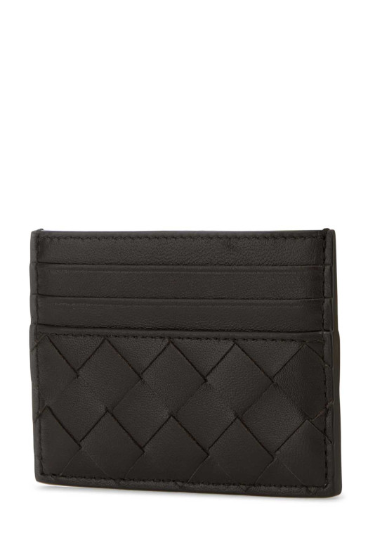 Картодержатель BOTTEGA VENETA из темно-коричневой кожи наппа с плетеным узором (796324VCPP3)