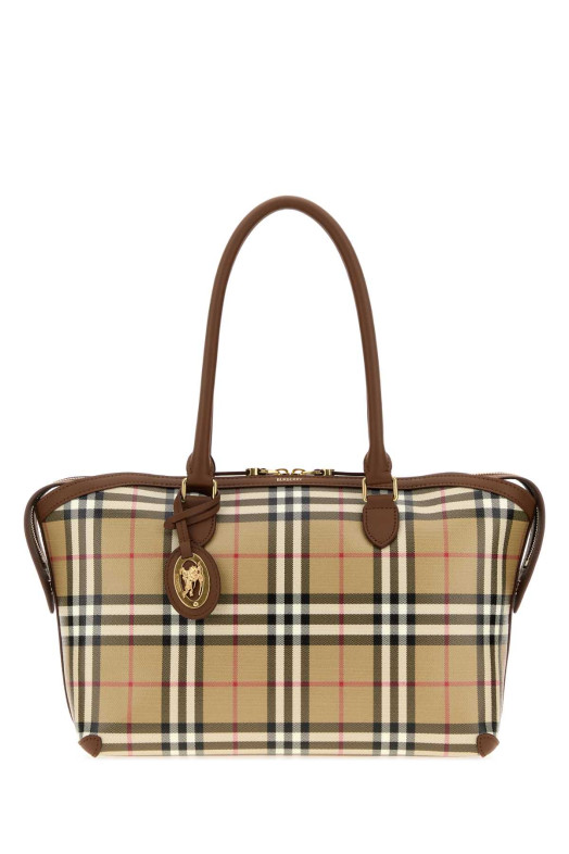 Маленькая сумочка из холста с принтом «Check», разноцветная, BURBERRY (8129048)