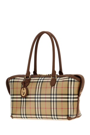 Маленькая сумочка из холста с принтом «Check», разноцветная, BURBERRY (8129048)