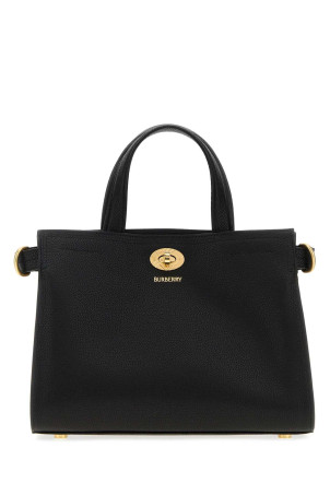 Black leather medium Cotswolds Check handbag Black BURBERRY (8129092)