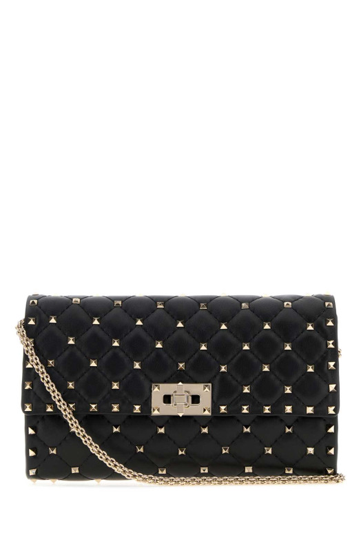 Black nappa leather Rockstud Spike clutch Black VALENTINO GARAVANI (9W2B0137NAP)