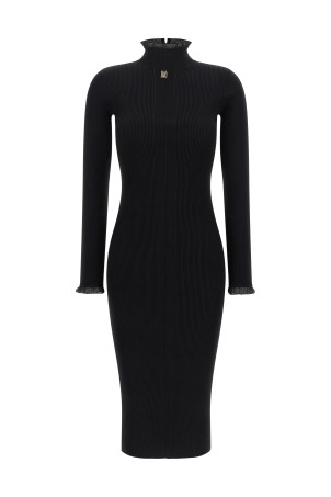 Сукня з ребристого трикотажу, чорна ELISABETTA FRANCHI AM21B66E2110