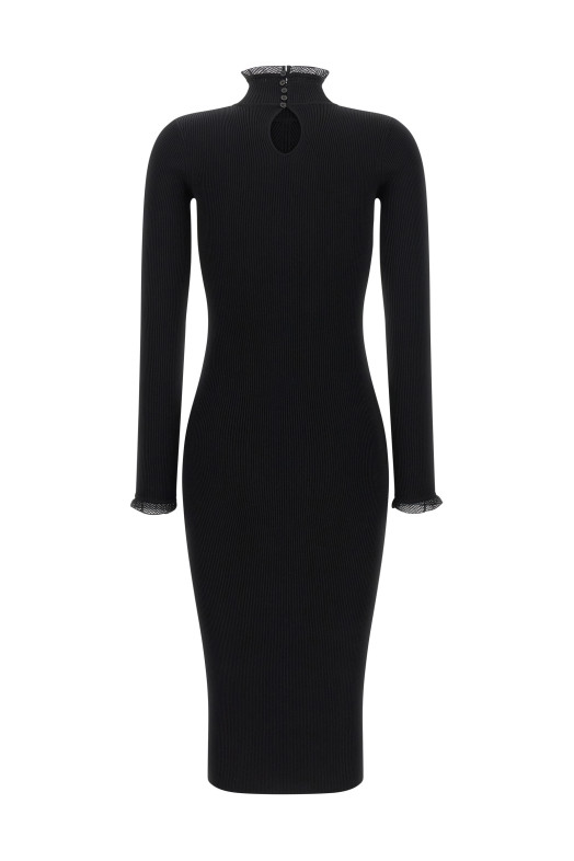 Сукня з ребристого трикотажу, чорна ELISABETTA FRANCHI AM21B66E2110