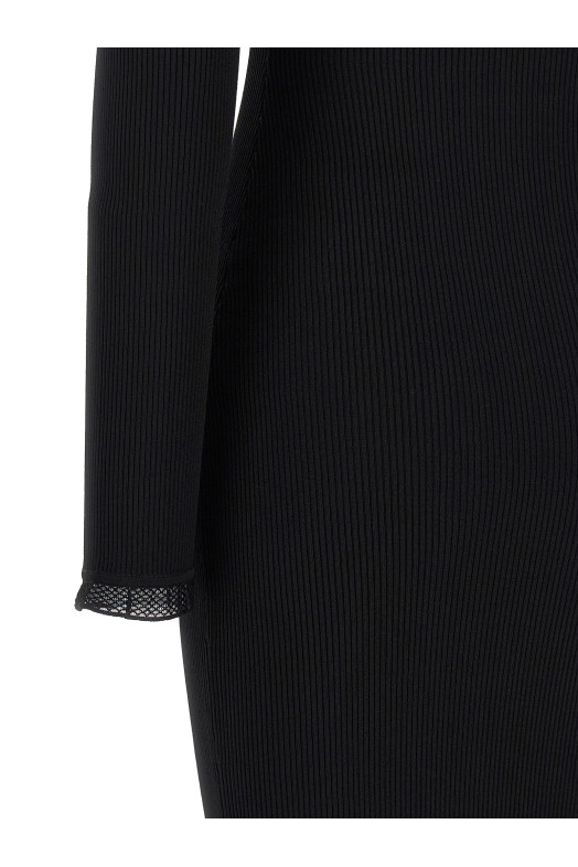 Сукня з ребристого трикотажу, чорна ELISABETTA FRANCHI AM21B66E2110