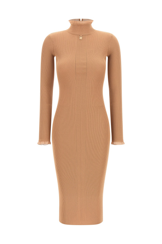 Сукня з ребристого трикотажу, бежева ELISABETTA FRANCHI AM21B66E2FK4