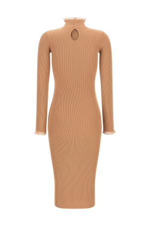 Сукня з ребристого трикотажу, бежева ELISABETTA FRANCHI AM21B66E2FK4