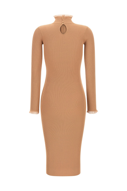Сукня з ребристого трикотажу, бежева ELISABETTA FRANCHI AM21B66E2FK4