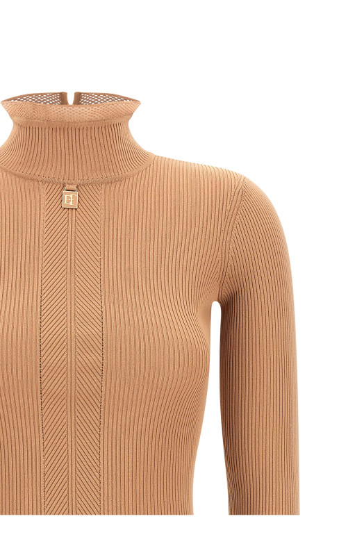Сукня з ребристого трикотажу, бежева ELISABETTA FRANCHI AM21B66E2FK4