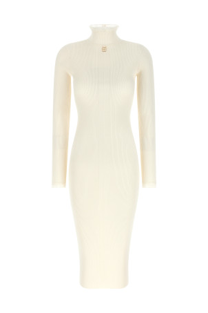 Сукня з ребристого трикотажу, біла ELISABETTA FRANCHI AM21B66E2193
