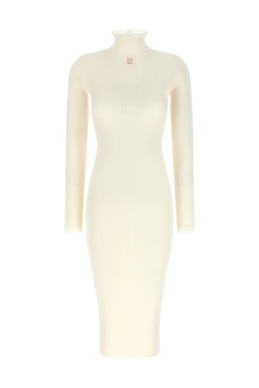 Сукня з ребристого трикотажу, біла ELISABETTA FRANCHI AM21B66E2193