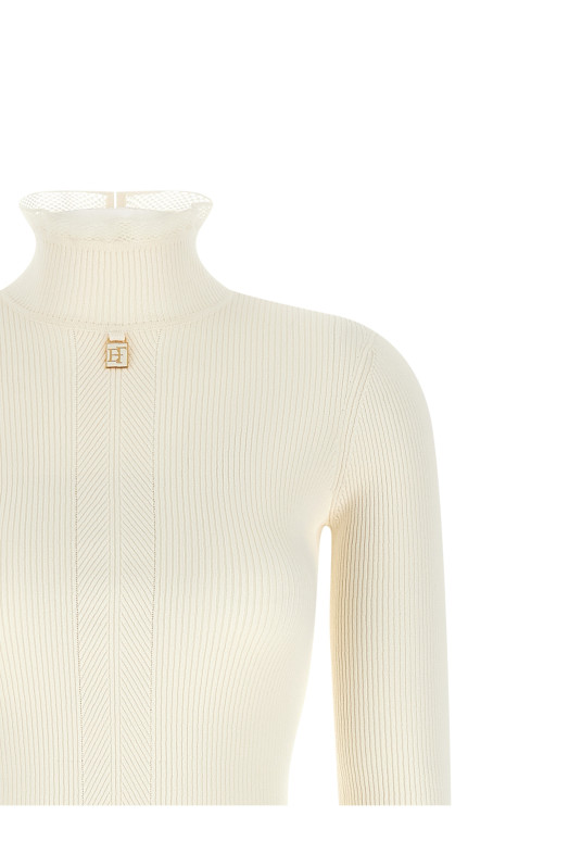Сукня з ребристого трикотажу, біла ELISABETTA FRANCHI AM21B66E2193