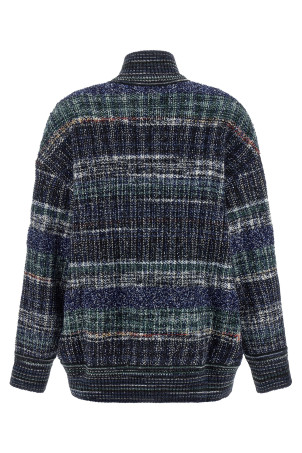Check wool cardigan Blue