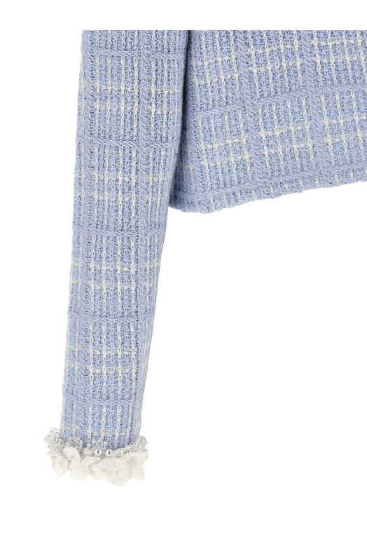 Світло-синя куртка з трикотажу SELF PORTRAIT AW26146JABLBLUE