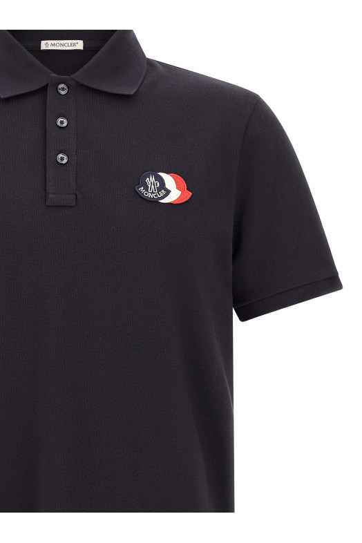 Поло с тройным логотипом, синее MONCLER L20918A0001289A1677X