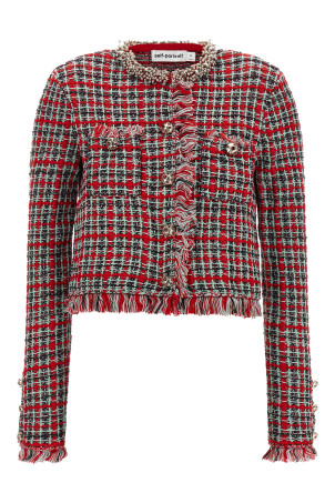 В'язана куртка з бахромою, червона SELF PORTRAIT AW26146JRRED