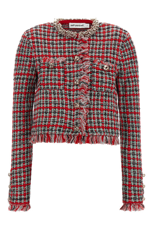 В'язана куртка з бахромою, червона SELF PORTRAIT AW26146JRRED