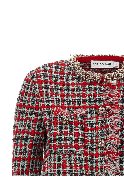В'язана куртка з бахромою, червона SELF PORTRAIT AW26146JRRED