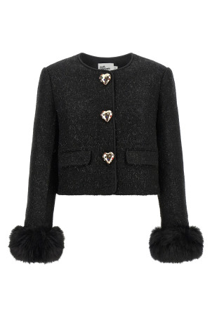 Кудлата хутряна куртка, чорна SELF PORTRAIT AW26131JBBLACK
