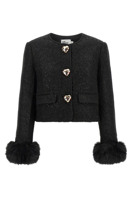 Кудлата хутряна куртка, чорна SELF PORTRAIT AW26131JBBLACK
