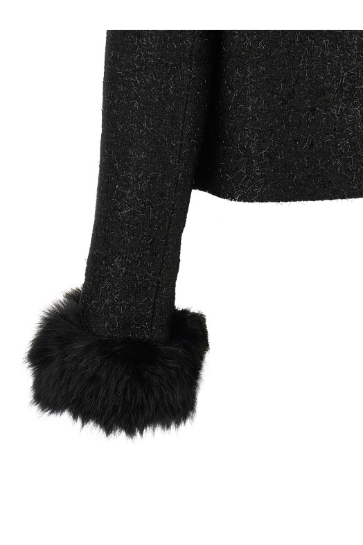 Кудлата хутряна куртка, чорна SELF PORTRAIT AW26131JBBLACK