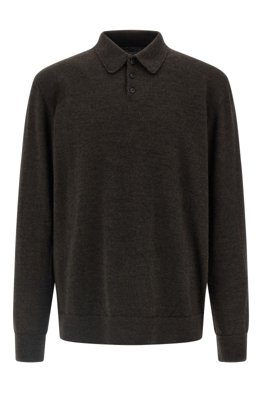 Поло з замшевою вставкою, коричневе MAISON MARGIELA S50GL0061M13098144M