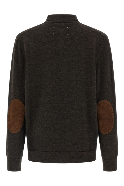 Поло з замшевою вставкою, коричневе MAISON MARGIELA S50GL0061M13098144M