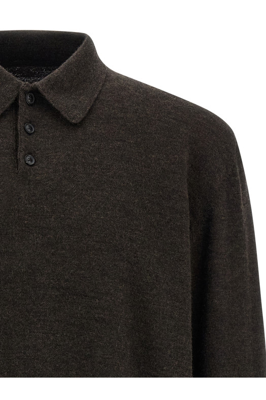 Поло з замшевою вставкою, коричневе MAISON MARGIELA S50GL0061M13098144M