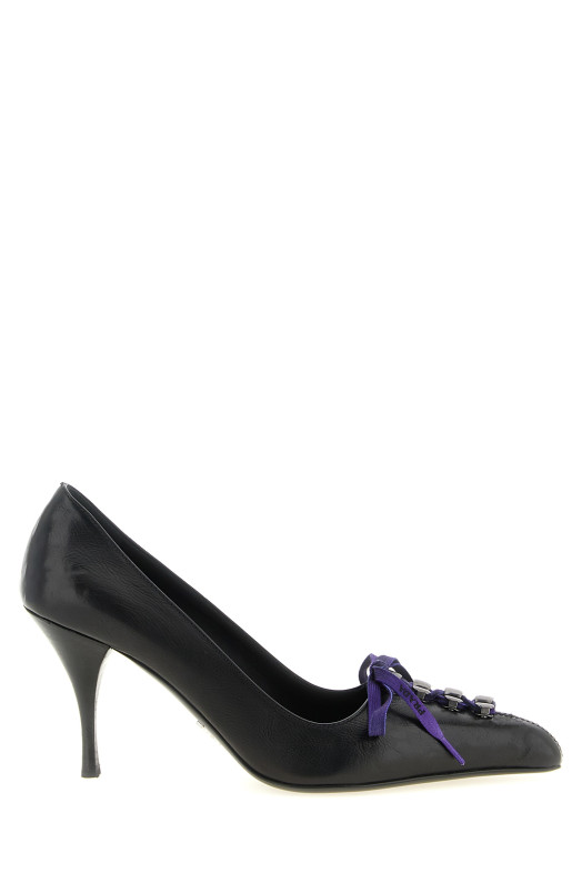 Туфли-лодочки на шнурках, чёрные PRADA 1I612OFA085V69F0002