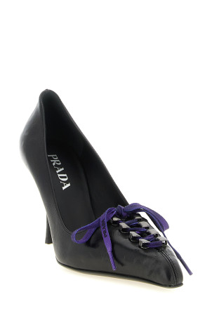 Туфли-лодочки на шнурках, чёрные PRADA 1I612OFA085V69F0002