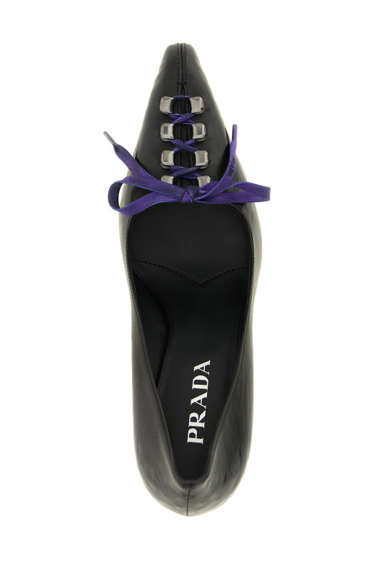 Туфли-лодочки на шнурках, чёрные PRADA 1I612OFA085V69F0002