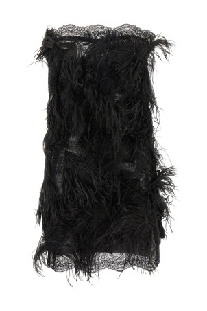Lace and feather dress Black