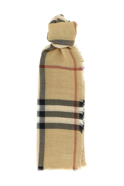 Ознайомтеся з двостороннім шарфом бежевого кольору BURBERRY 8097026SANDLICHEN