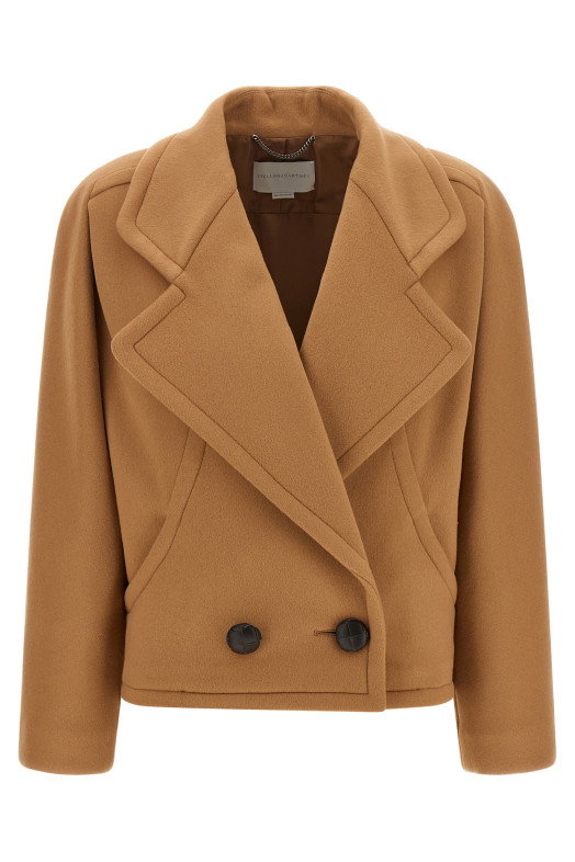 Двобортне пальто бежевого кольору STELLA MCCARTNEY 6644793GU7652745