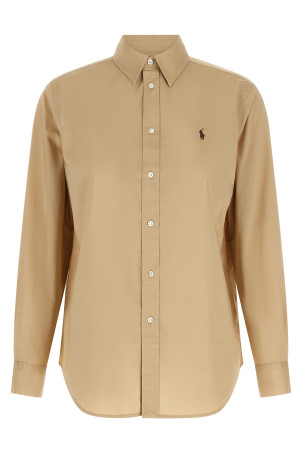 Бавовняна сорочка з вишитим логотипом, бежева POLO RALPH LAUREN 211A92177016