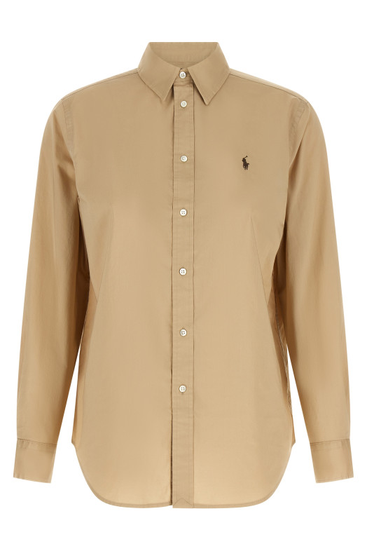 Бавовняна сорочка з вишитим логотипом, бежева POLO RALPH LAUREN 211A92177016