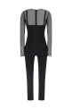 Jersey and tulle jumpsuit Black