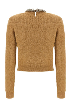 Sweater with jewel embroidery Brown