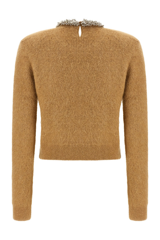 Свитер с вышивкой из драгоценных камней, коричневый SELF PORTRAIT AW26094TBRBROWN