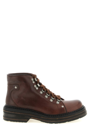 'Hiking' Leather Ankle Boots Brown