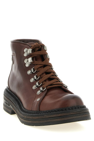 'Hiking' Leather Ankle Boots Brown