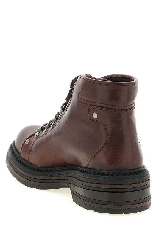 'Hiking' Leather Ankle Boots Brown