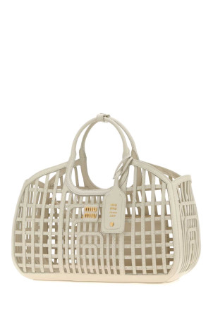 Chalk leather shopping bag MIU MIU (5BA2932IBE)
