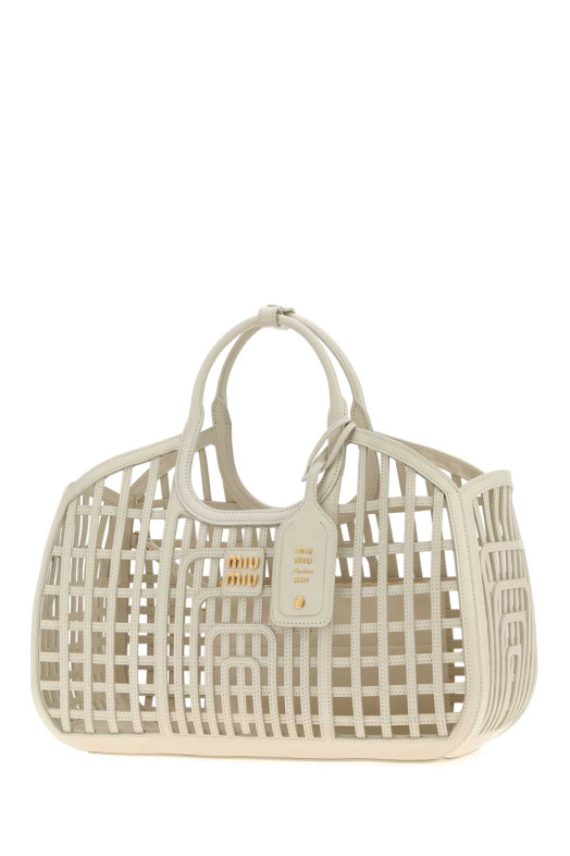 Chalk leather shopping bag MIU MIU (5BA2932IBE)